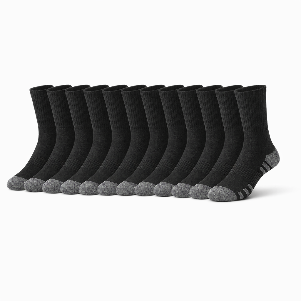 HypeWalk - 10-Pair Mid-Calf Sport Socks Set Core Stride