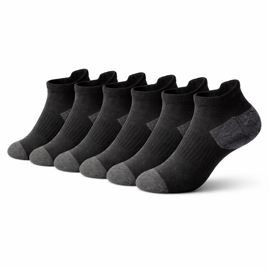 HypeWalk - 6-Pair Cotton Sport Socks Set Stride Core
