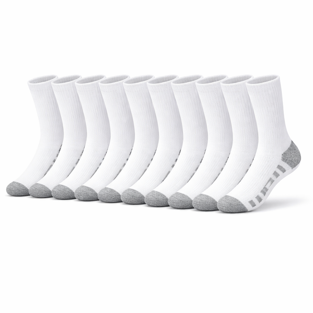 HypeWalk - 10-Pair Mid-Calf Sport Socks Set Core Stride