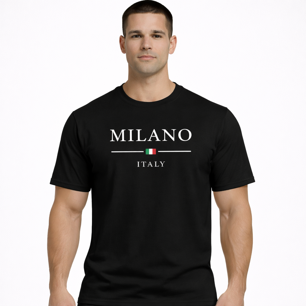 HypeWalk - Milan Letter Print Cotton T-Shirt Virel Milano