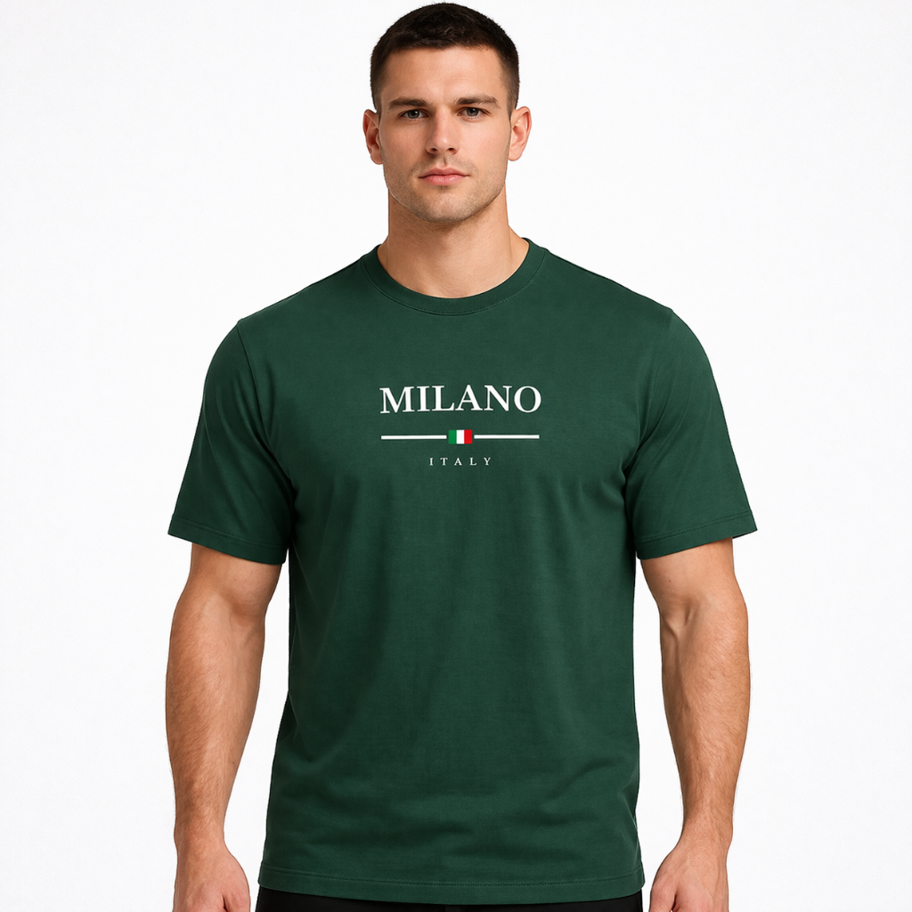 HypeWalk - Milan Letter Print Cotton T-Shirt Virel Milano