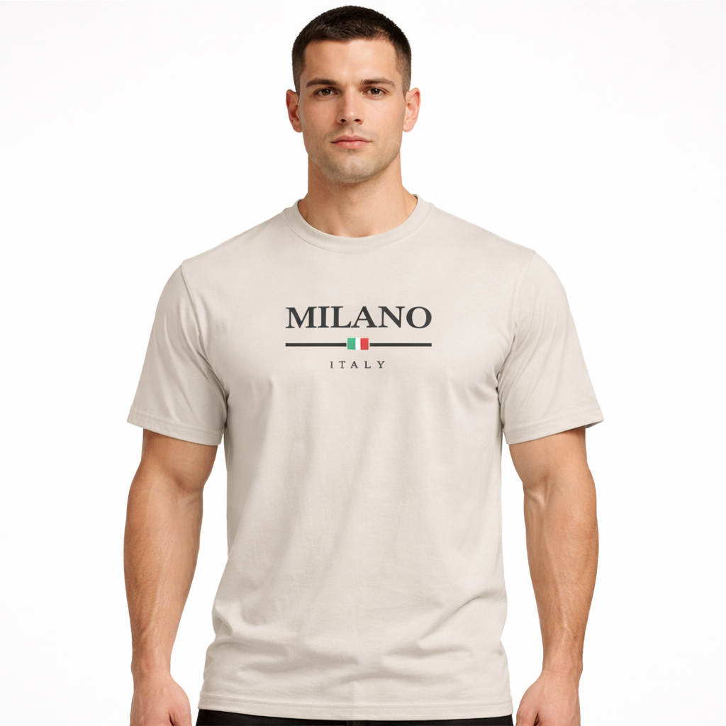 HypeWalk - Milan Letter Print Cotton T-Shirt Virel Milano