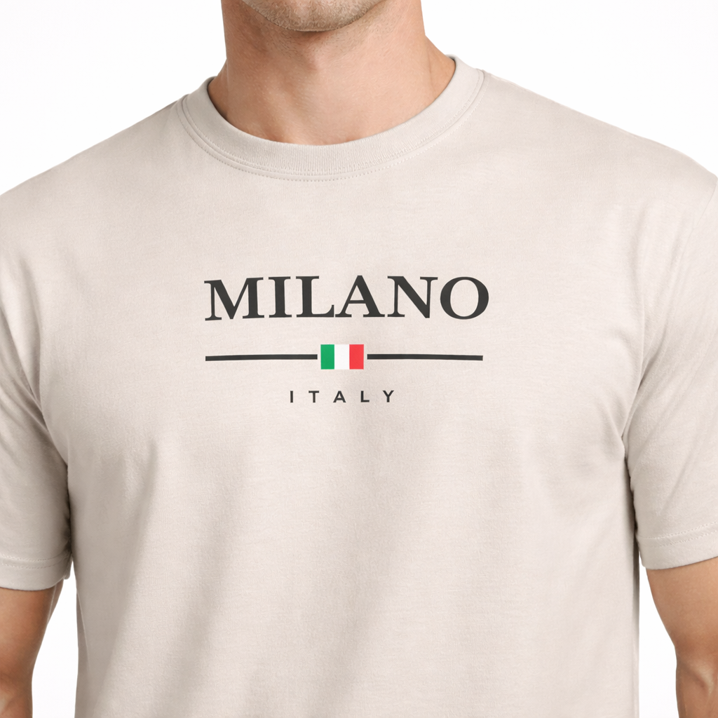 HypeWalk - Milan Letter Print Cotton T-Shirt Virel Milano