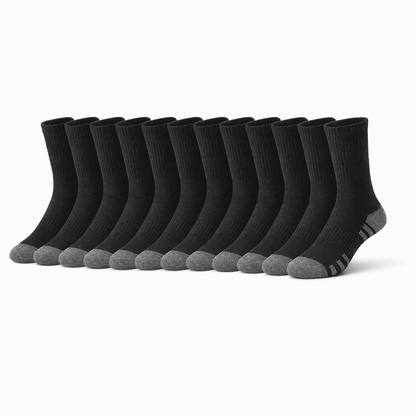 HypeWalk - 10-Pair Mid-Calf Sport Socks Set Core Stride