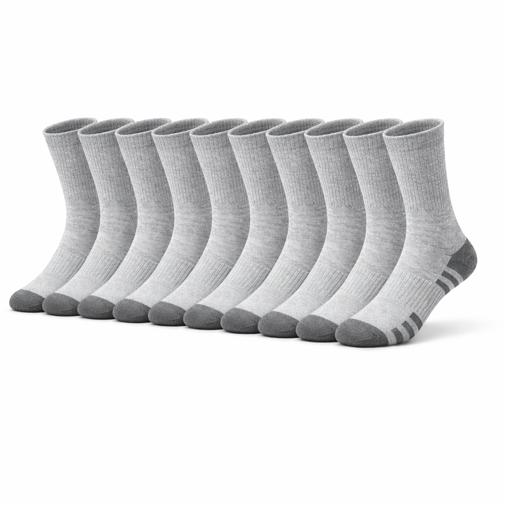 HypeWalk - 10-Pair Mid-Calf Sport Socks Set Core Stride