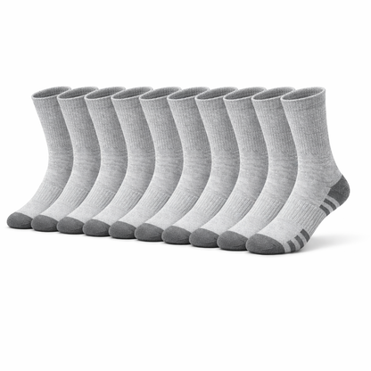 HypeWalk - 10-Pair Mid-Calf Sport Socks Set Core Stride