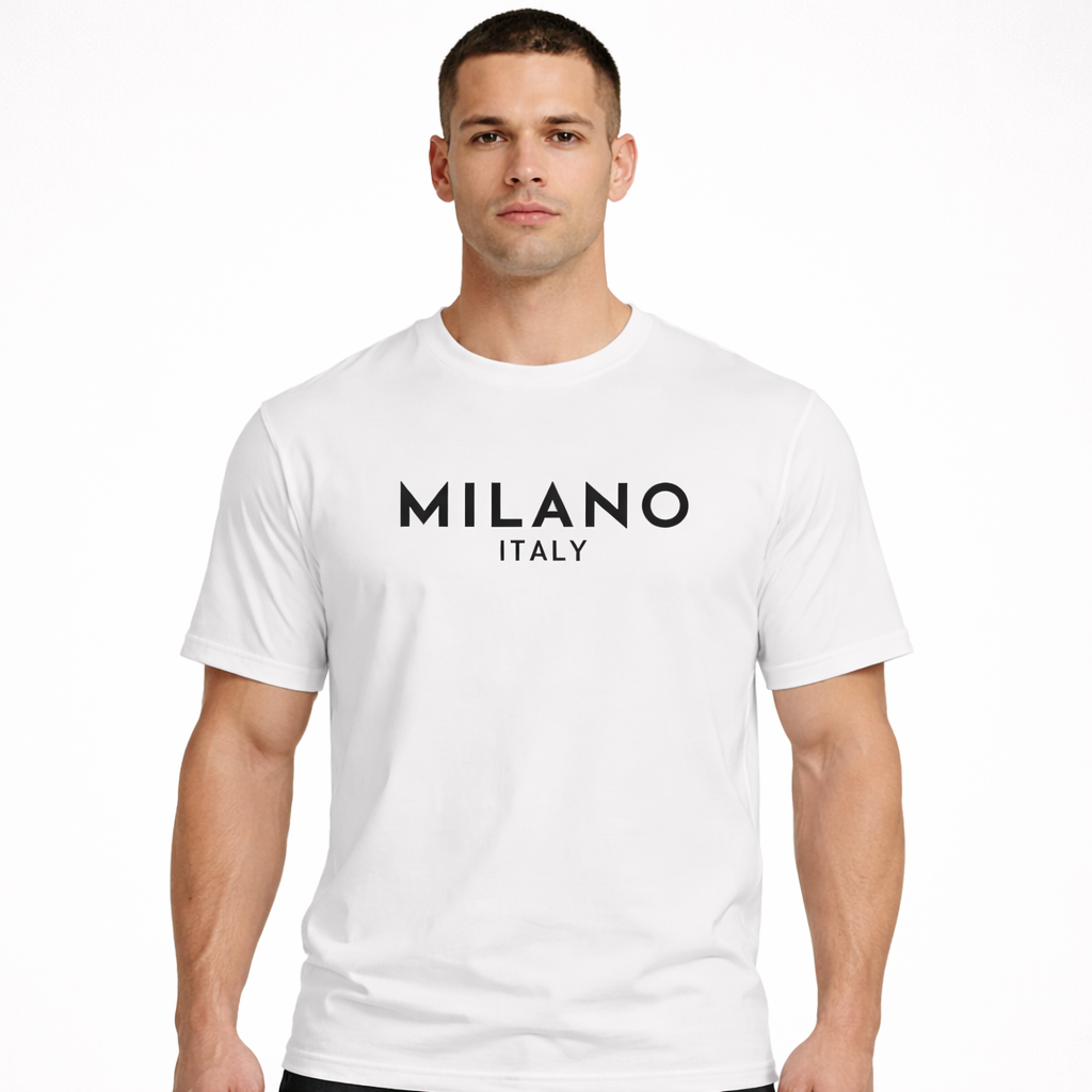 HypeWalk - Milan Letter Print Cotton T-Shirt Virel Milano